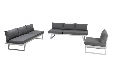 Möbilia Sitzgruppe aus Stahl, Polyholz, Polyester , in der Farbe Grau, Gestell weiß 28020044