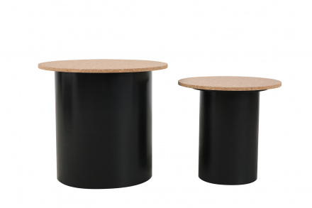 Möbilia Beistelltisch, 2er Set aus MDF mit Kork, Pinie , in der Farbe natur, schwarz 28020049