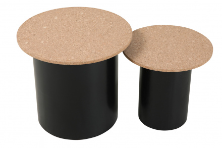 Möbilia Beistelltisch, 2er Set aus MDF mit Kork, Pinie , in der Farbe natur, schwarz 28020049