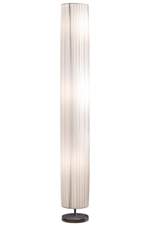 SalesFever Stehlampe 160 cm rund weiß, chrom, Plissee Lampenschirm, verchromtes Metall