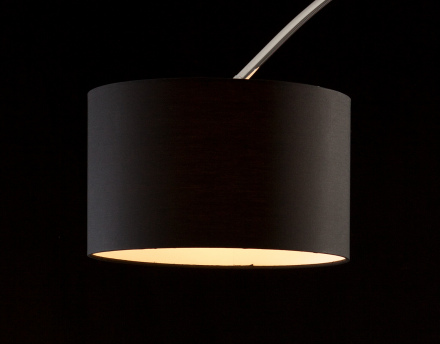 SalesFever Bogenlampe 210 cm schwarz, Dimmschalter, Ø Lampenschirm 35 cm, echter Marmorfuß