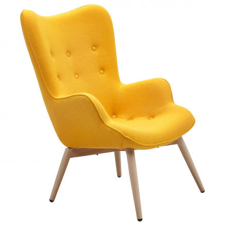 SalesFever Sessel gelb Webstoff, Webstoff, Metallbeine in Holzoptik, Eichefarben