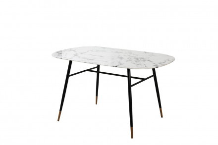 SalesFever Tisch 140x90 cm, abgerundete Ecken, Marmoroptik