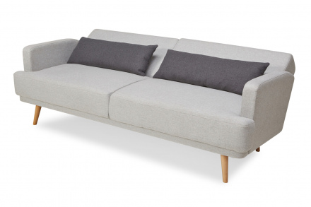SalesFever 3-Sitzer Sofa Webstoff Grau, mit Schlaffunktion, inkl. Zierkissen
