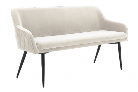 SalesFever Sitzbank 160 cm Samt Creme, mit Armlehnen und Rückensteppung
