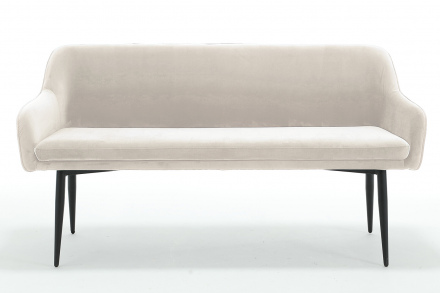 SalesFever Sitzbank 160 cm Samt Creme, mit Armlehnen und Rückensteppung