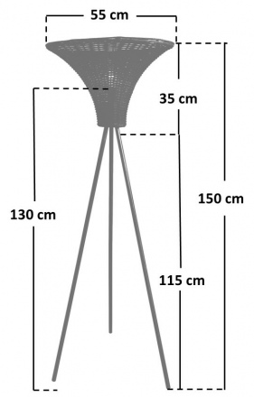 SalesFever Stehleuchte mit Geflechtschirm Natur/Schwarz 152 cm, mit Farbverlauf im Lampenschirm