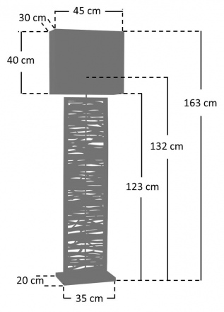 SalesFever Stehleuchte Treibholz Natur/Schwarz 163 cm, handgefertigt, Schirm gold von innen