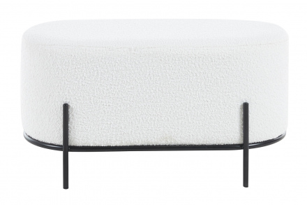 SalesFever Polsterhocker Bouclé Stoff Weiß, mit Design-Gestell aus schwarzem Metall