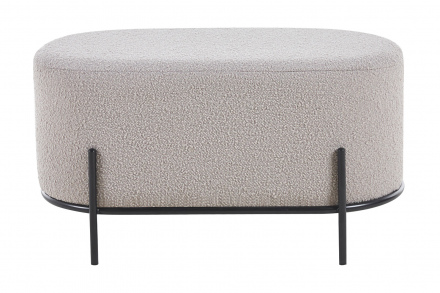 SalesFever Polsterhocker Bouclé Stoff Taupe, mit Design-Gestell aus schwarzem Metall