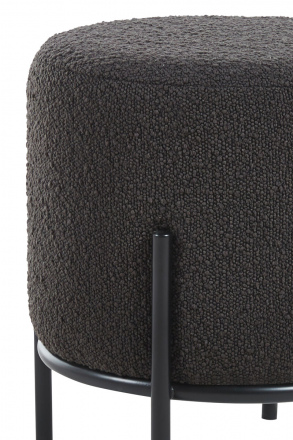 SalesFever Polsterhocker Ø35 cm Bouclé Stoff Anthrazit, mit Design-Gestell aus schwarzem Metall