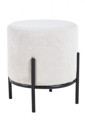 SalesFever Polsterhocker Ø35 cm Cord Optik Beige, mit Design-Gestell aus schwarzem Metall
