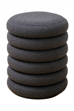 SalesFever Bouclé Sitzhocker Ø38 cm Anthrazit, mit Stauraumfunktion