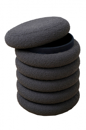 SalesFever Bouclé Sitzhocker Ø38 cm Anthrazit, mit Stauraumfunktion