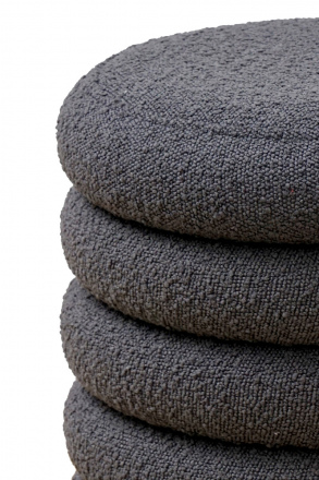 SalesFever Bouclé Sitzhocker Ø38 cm Anthrazit, mit Stauraumfunktion