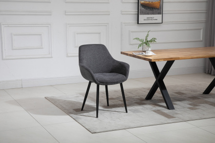 SalesFever Essgruppe 5 tlg. 160x90 cm, Esstisch Nussbaum, Esszimmerstuhl anthrazit bestehend aus 1x371787+2x396032