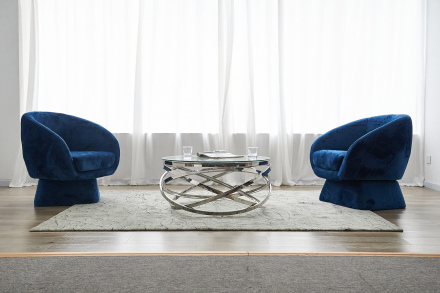 SalesFever Couchtisch Silber Ø 80 cm, mit Design-Gestell in Stainless Steel