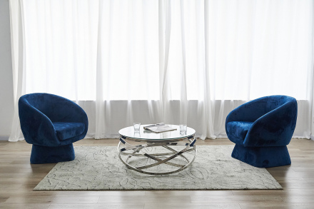 SalesFever Couchtisch Silber Ø 80 cm, mit Design-Gestell in Stainless Steel