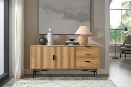 SalesFever Sideboard 160 cm Eiche Echtholzfurnier, mit 2 Türen und 3 Schubladen