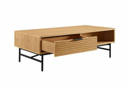 SalesFever Couchtisch 120x60 cm Eiche Echtholzfurnier, mit 1 Schublade und offenem Fach