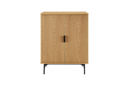 SalesFever Kommode 80 cm Eiche Echtholzfurnier, mit 4 Regalböden