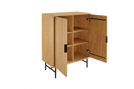SalesFever Kommode 80 cm Eiche Echtholzfurnier, mit 4 Regalböden