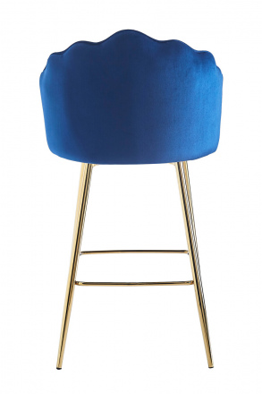 SalesFever Barhocker Muscheldesign 2er Set aus Samt Dunkelblau, Beine Chrom goldfarben