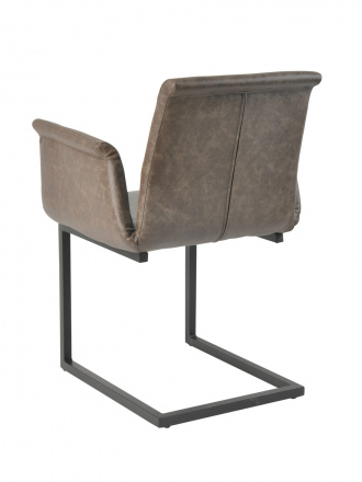 SalesFever Esszimmerstuhl 2er Set dunkelbraun Kunstleder-Optik, schwarz lackiertes Gestell, mit Armlehnen