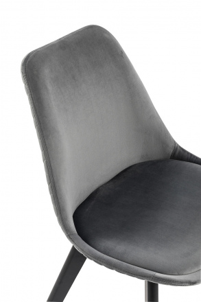 SalesFever Esszimmerstuhl 2er Set grau Samt, 100% Polyester, mit Wabensteppung, Stuhlbeine massive Buche schwarz gebeizt