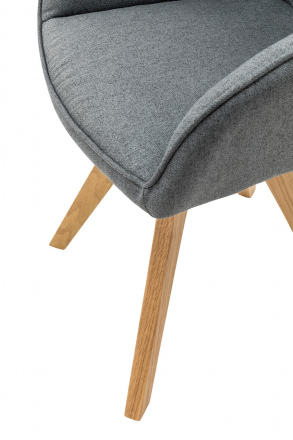 SalesFever Armlehnstuhl 2er Set grau Textil, 100% Polyester, mit Rautensteppung, Stuhlbeine aus massiver Eiche