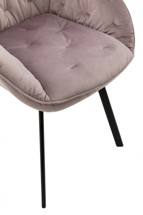 SalesFever Armlehnstuhl Samt rose 2er Set #, 100% Polyester, Beine Rundrohr schwarz pulverbeschichtetes Metall