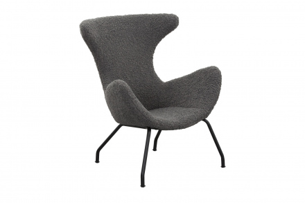 SalesFever Relaxsessel Teddyfell grau, 100% Polyester, Bezug Teddyfell, Gestell schwarz pulverbeschichtet Metall