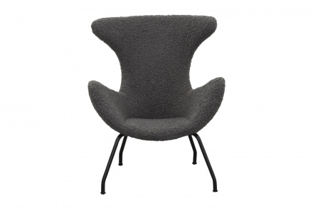 SalesFever Relaxsessel Teddyfell grau, 100% Polyester, Bezug Teddyfell, Gestell schwarz pulverbeschichtet Metall