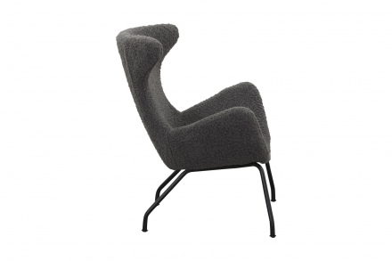 SalesFever Relaxsessel Teddyfell grau, 100% Polyester, Bezug Teddyfell, Gestell schwarz pulverbeschichtet Metall