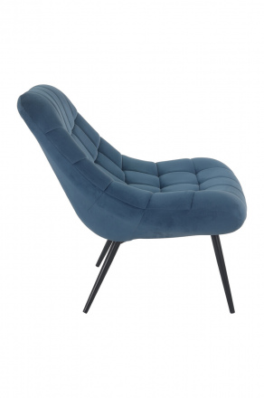 SalesFever Sessel XXL Samt blau Metall schwarz, 100% Polyester, Metallbeine schwarz pulverbeschichtet, mit Steppung