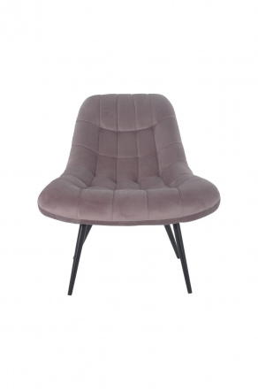 SalesFever Sessel XXL Samt rosa Metall schwarz, 100% Polyester, Metallbeine schwarz pulverbeschichtet, mit Steppung