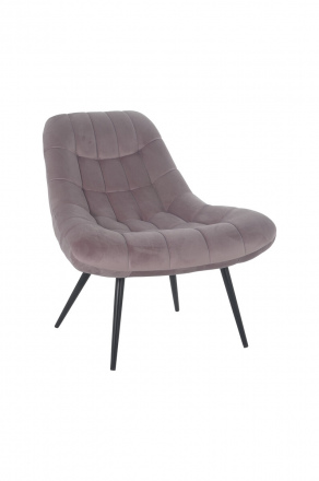 SalesFever Sessel XXL Samt rosa Metall schwarz, 100% Polyester, Metallbeine schwarz pulverbeschichtet, mit Steppung