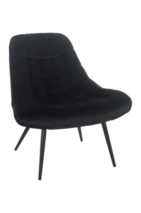 SalesFever Sessel XXL Samt schwarz Metall schwarz, 100% Polyester, Metallbeine schwarz pulverbeschichtet, mit Steppung
