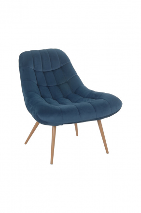 SalesFever Sessel XXL Samt blau Metall Holzoptik, 100% Polyester, Metallbeine in Holzoptik, mit Steppung