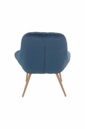 SalesFever Sessel XXL Samt blau Metall Holzoptik, 100% Polyester, Metallbeine in Holzoptik, mit Steppung