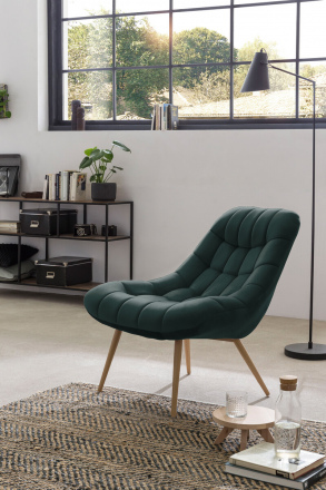 SalesFever Sessel XXL Samt grün Metall Holzoptik, 100% Polyester, Metallbeine in Holzoptik, mit Steppung