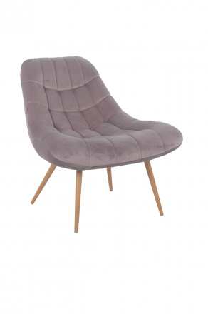SalesFever Sessel XXL Samt rosa Metall Holzoptik, 100% Polyester, Metallbeine in Holzoptik, mit Steppung