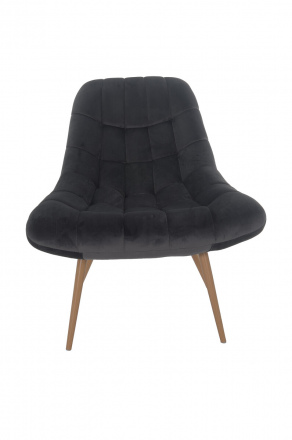 SalesFever Sessel XXL Samt grau Metall Holzoptik, 100% Polyester, Metallbeine in Holzoptik, mit Steppung
