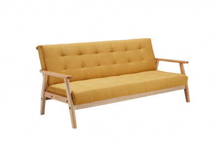 SalesFever Schlafsofa skandinavisch Strukturstoff senfgelb, 3-Sitzer, mit Relaxfunktion (um 60° neigbar), 100% Polyester