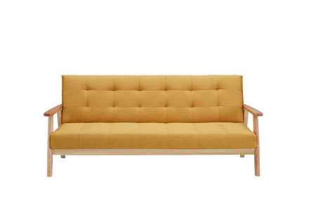 SalesFever Schlafsofa skandinavisch Strukturstoff senfgelb, 3-Sitzer, mit Relaxfunktion (um 60° neigbar), 100% Polyester