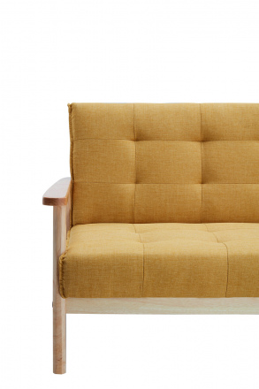 SalesFever Schlafsofa skandinavisch Strukturstoff senfgelb, 3-Sitzer, mit Relaxfunktion (um 60° neigbar), 100% Polyester