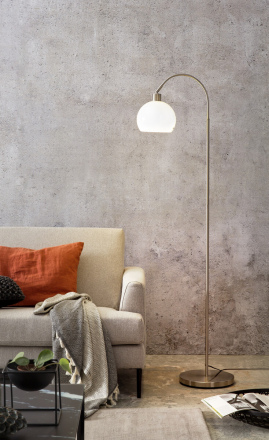 SalesFever Stehlampe aus Metall mit Kunststoffschirm, Ø Lampenschirm 20 cm, Kippschalter