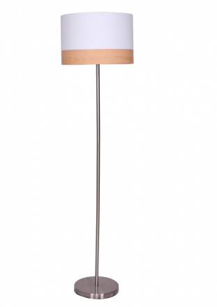 SalesFever Stehlampe rund weiß Ø 38 cm, 1 flammig, Dekor Lampenschirm in Holzoptik