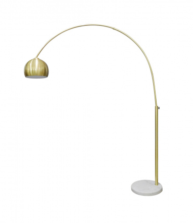 SalesFever Bogenlampe Messing mit Marmorfuß, Ø Lampenschirm ca. 30 cm