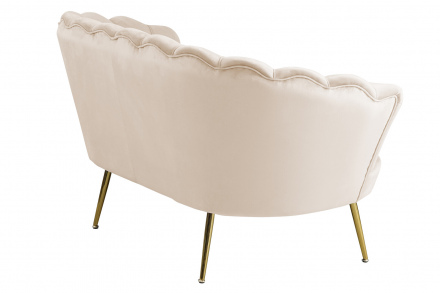 SalesFever Muschelsofa aus Samt Beige, Beine Chrom goldfarben, mit hohem Sitzkissen